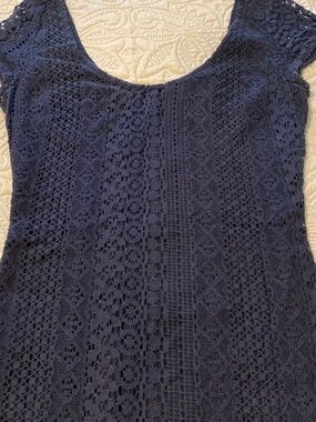 Navy Blue Lace U Neck Short Sleeve Mini Dress Hollister Sz 1